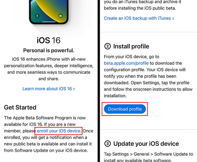 Download the iOS Beta configuration profile